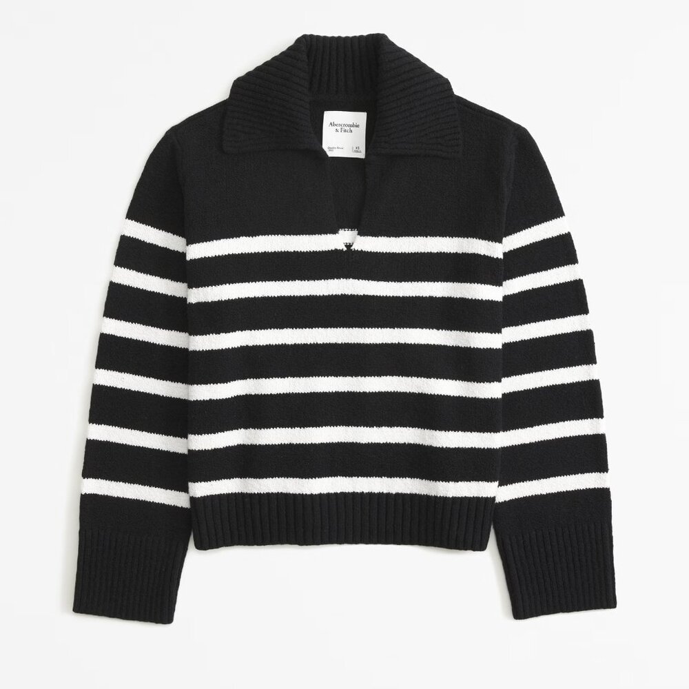 Abercrombie & Fitch Black & White Striped Sweater - Size M - Classic Knit - Picture 2 of 5